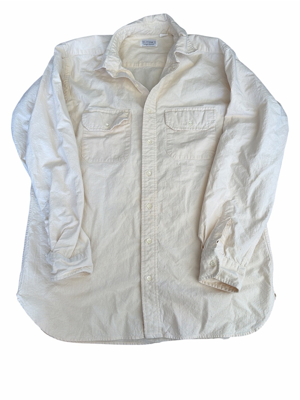 Men's Vintage Basic Fall Perfect Cotton Cream Button-Up Work Shirt Jacket Large